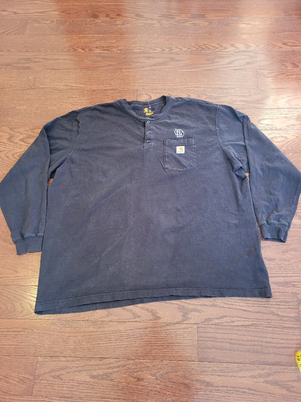 Carhartt Men Black Long Sleeve Henley Shirt Old Dominion Workwear Heavy Duty 3XL